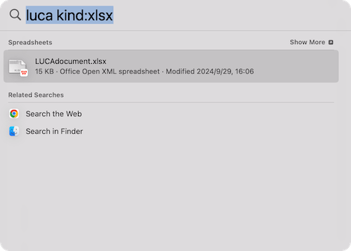 find lost files in OS X