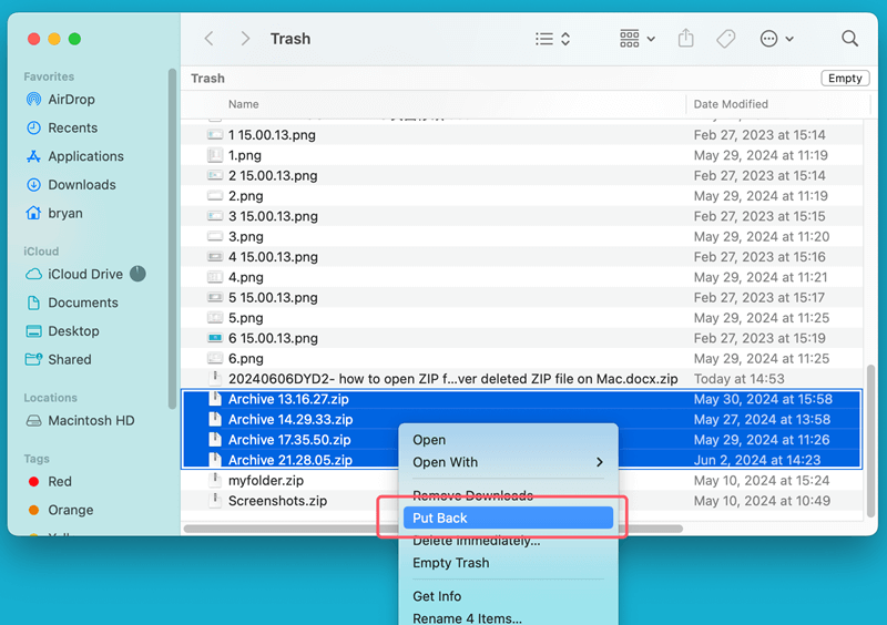 recover zip file on Mac