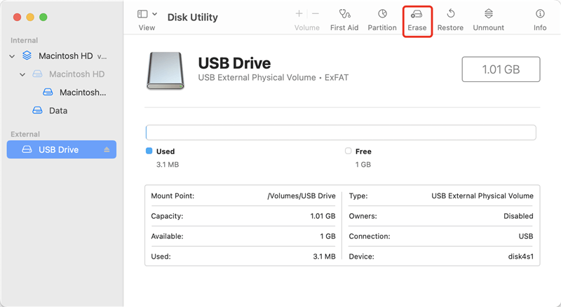 format USB drive on Mac