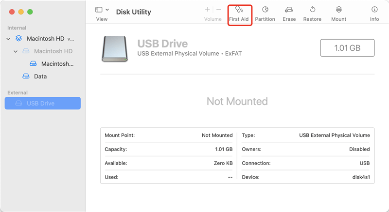 fix ExFAT or FAT32 drive not mounting on Mac