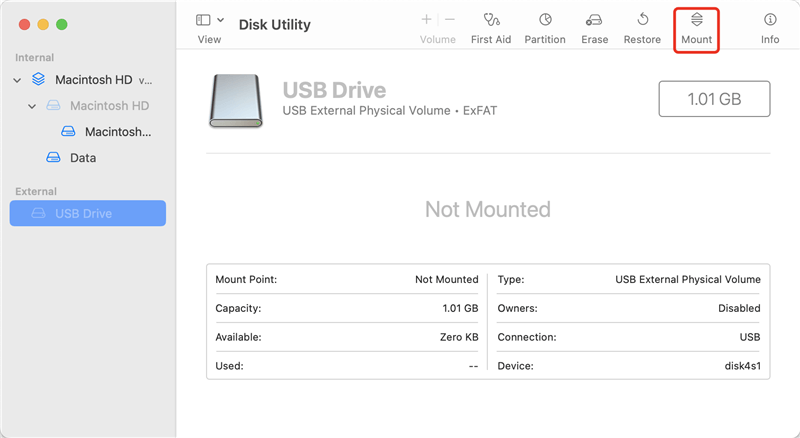 fix ExFAT or FAT32 drive not mounting on Mac