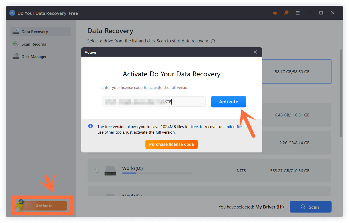 Activate Do Your Data Recovery