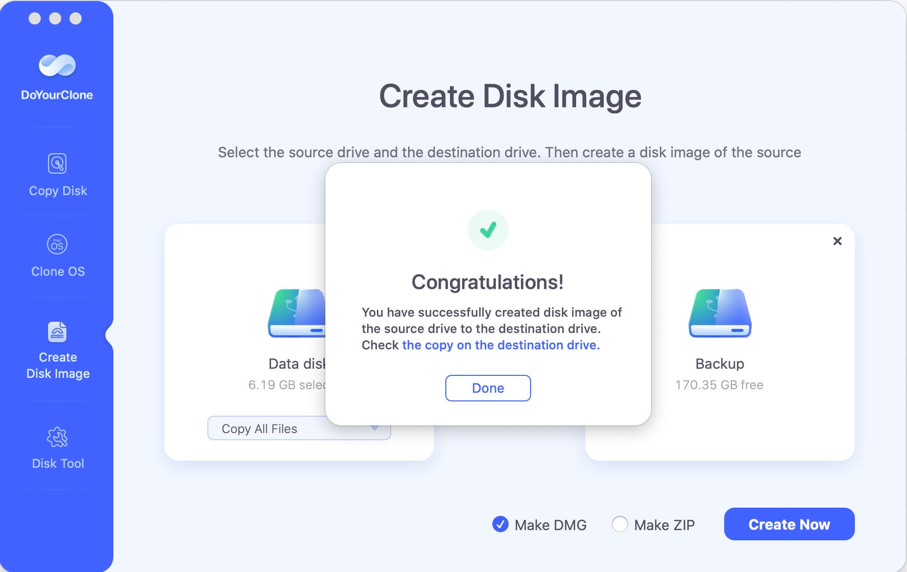 create disk image on Mac