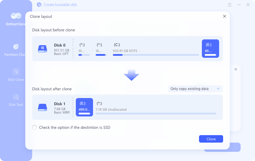 clone startup disk drive to an USB flash drive
