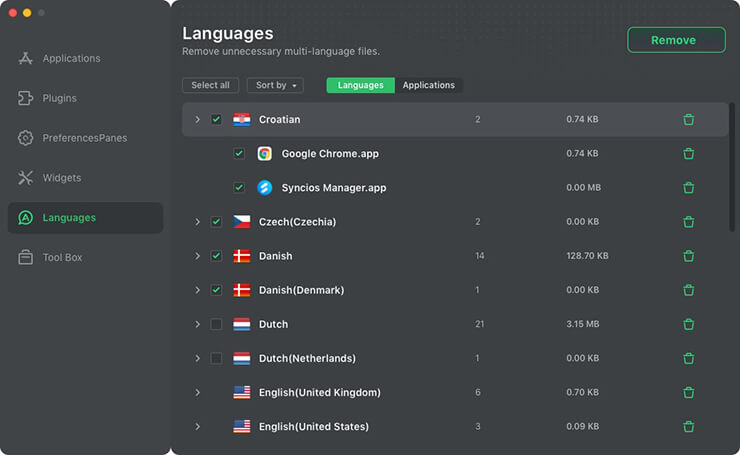 DoYourData AppUninser - remove languages