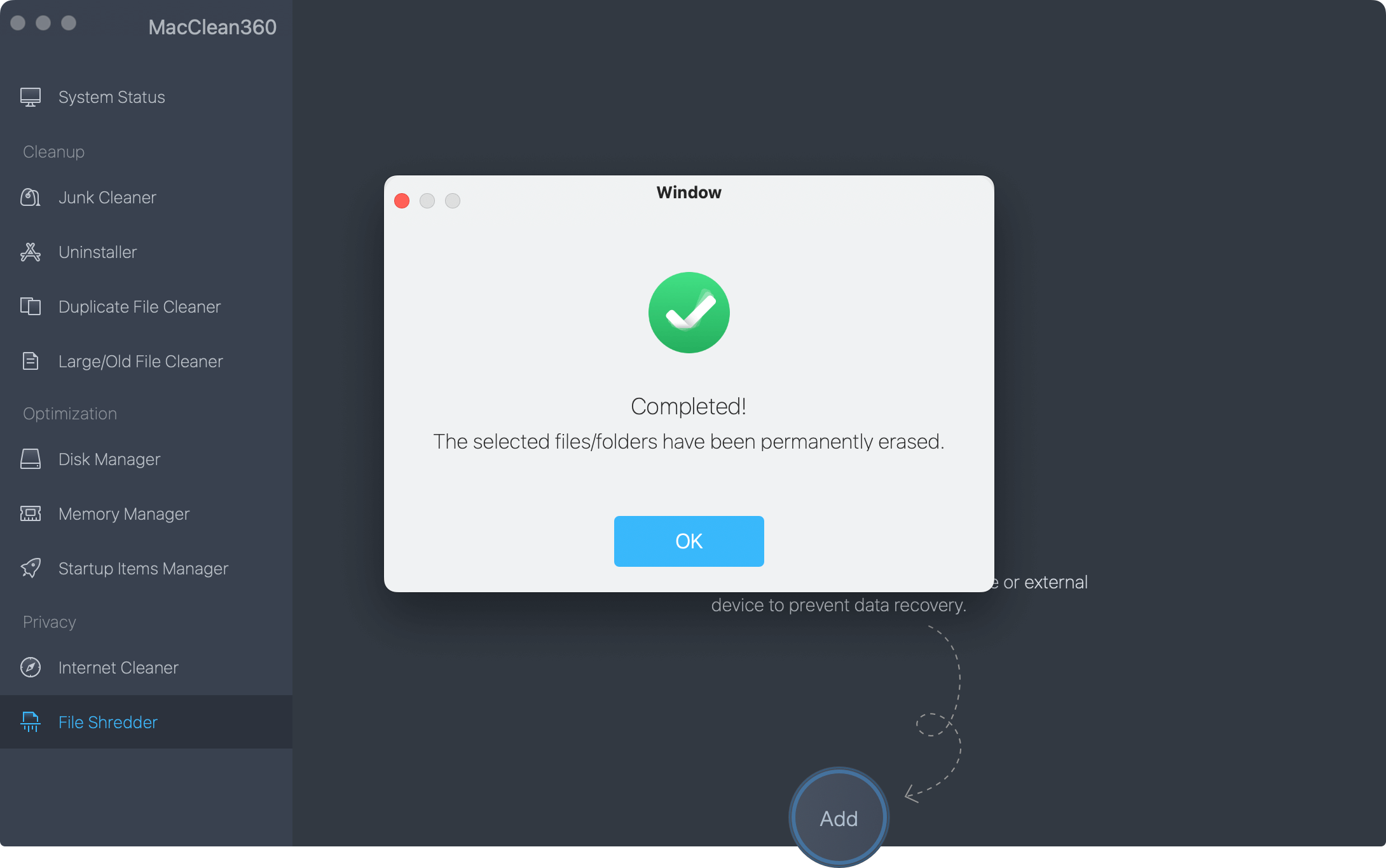 MacClean360 disk manager