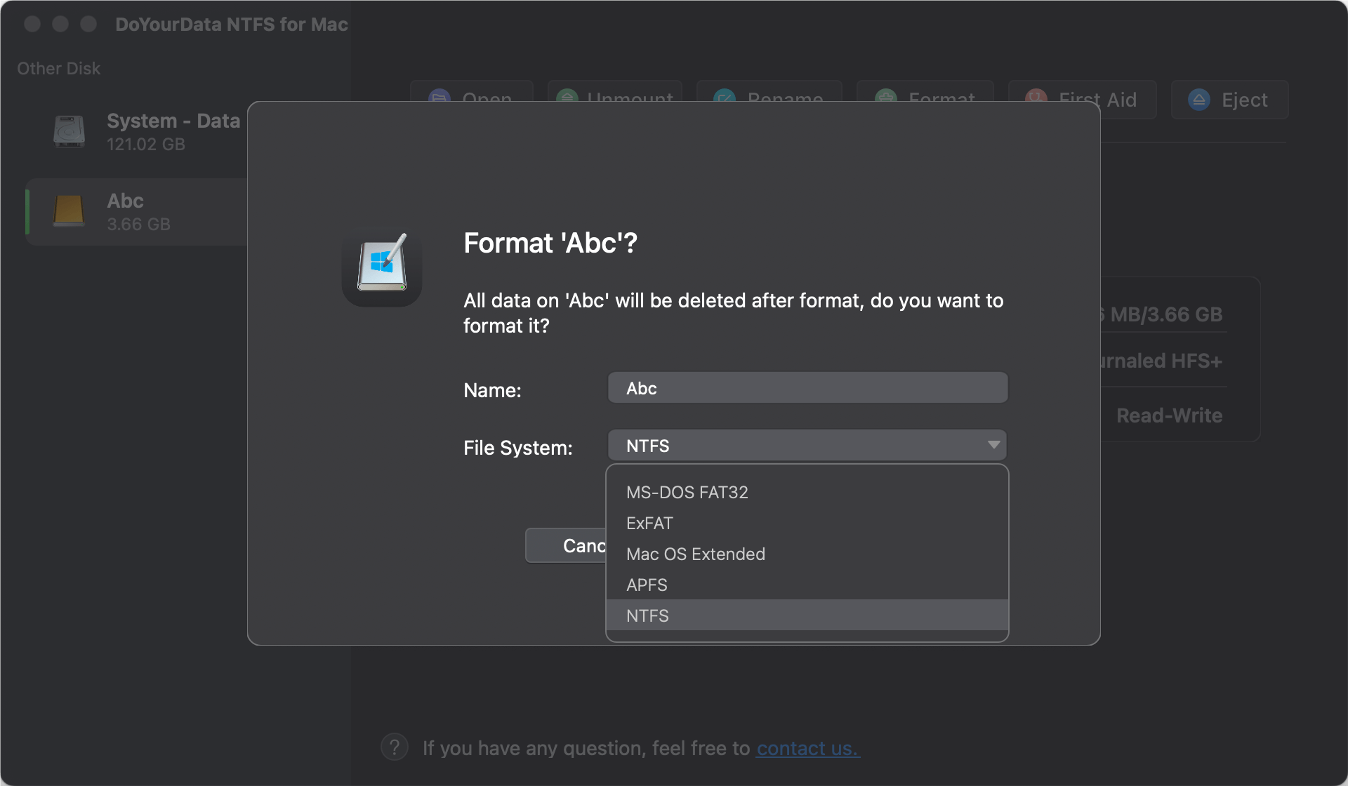 disk format