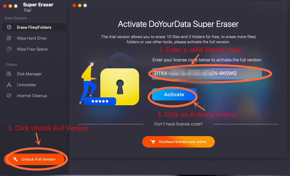 Activate DoYourData Super Eraser for Mac